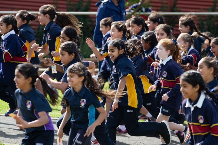 Students Running Together