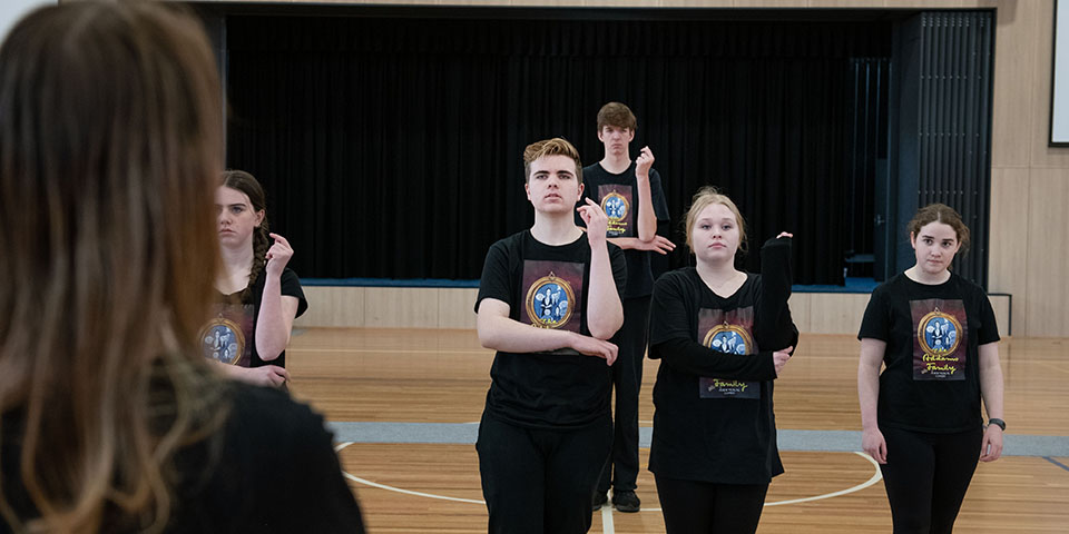 Students Rehearsing for School Assembly Performance