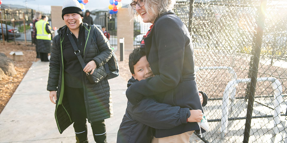 Parent-Student-hug before Class